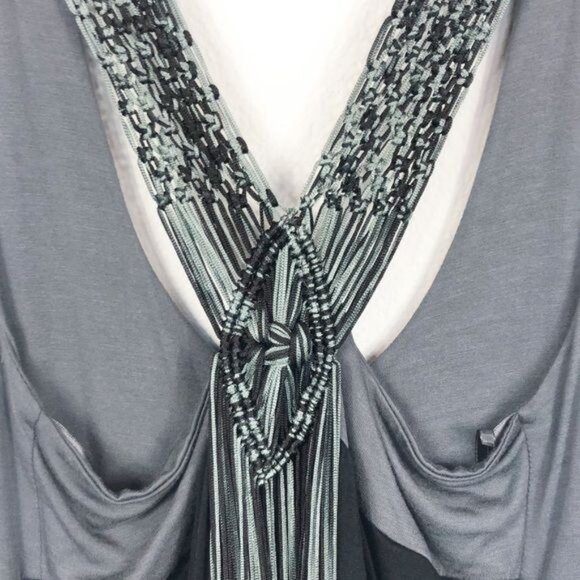 Silence & Noise UO Draping Fringe Tank Top Colorblock Black & Gray Medium NWT - Picture 5 of 8